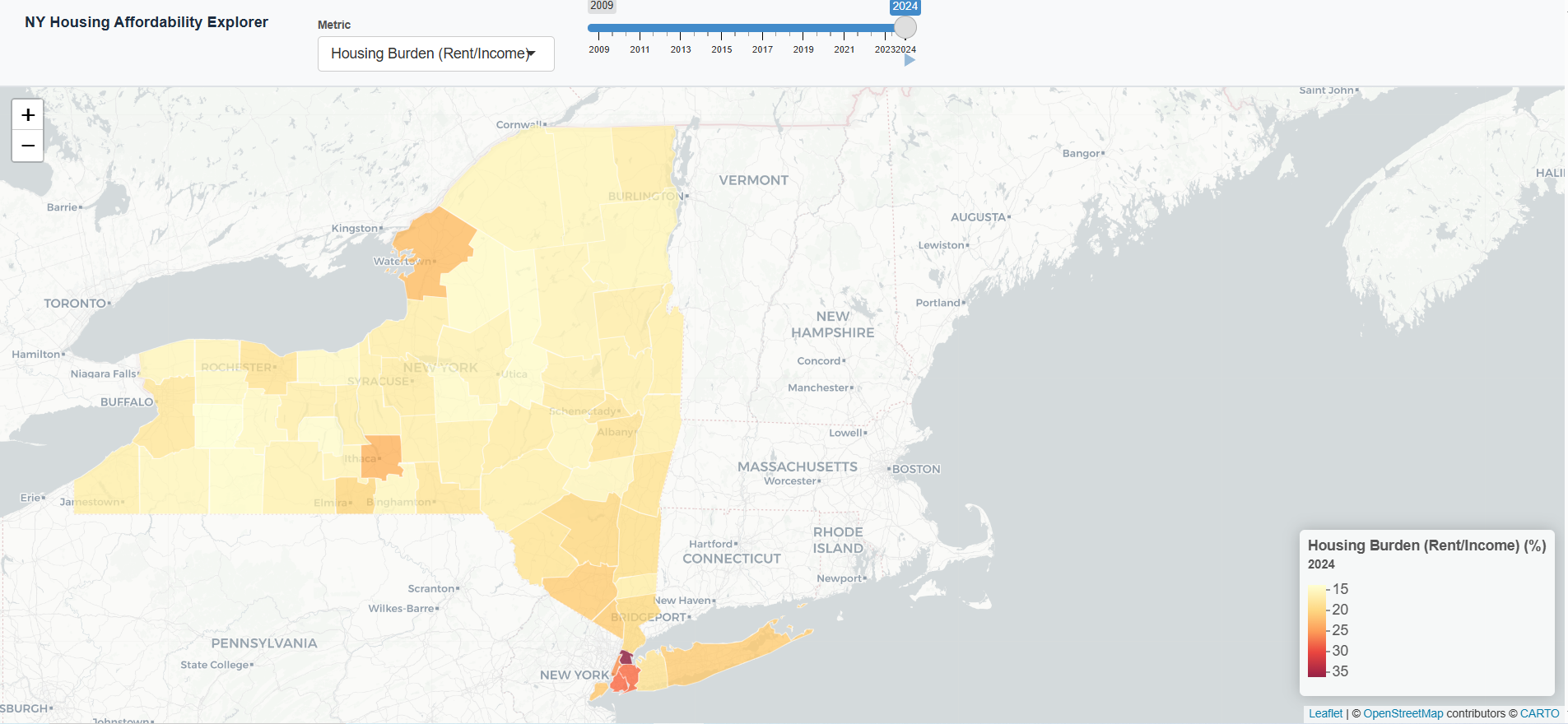 Housing Affordability NY State — Shiny App screenshot